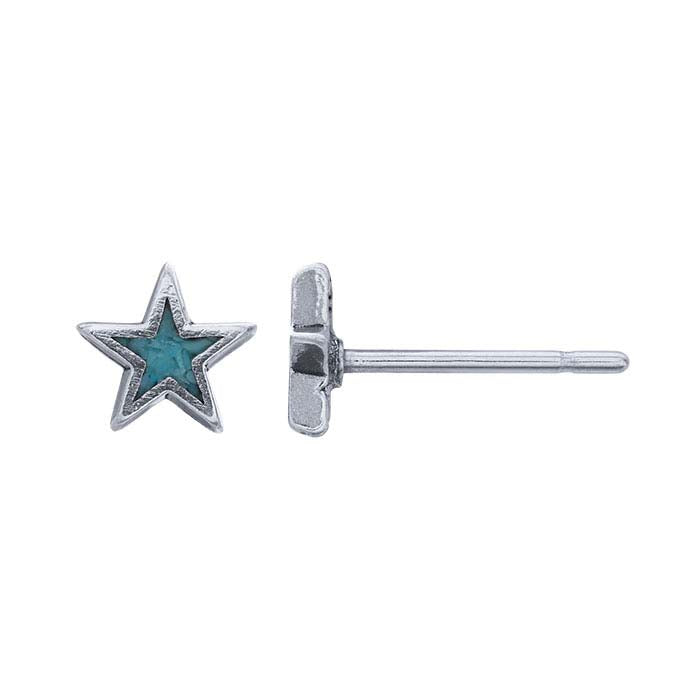 Sterling Silver Inlay Star Post Earring