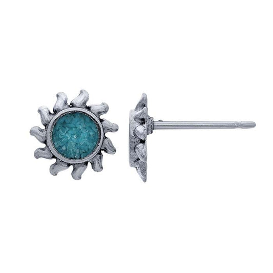 Sterling Silver Inlay Sun Post Earring