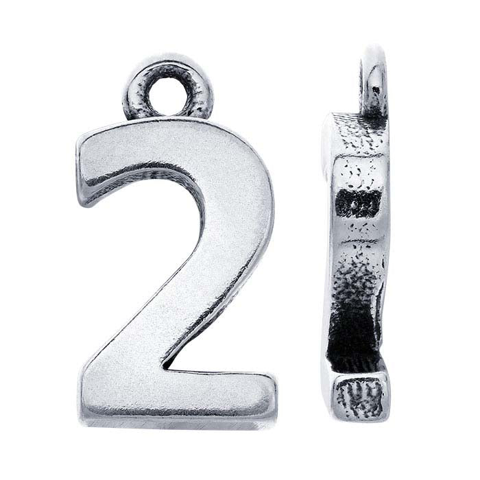 Sterling Silver Block Number Charm