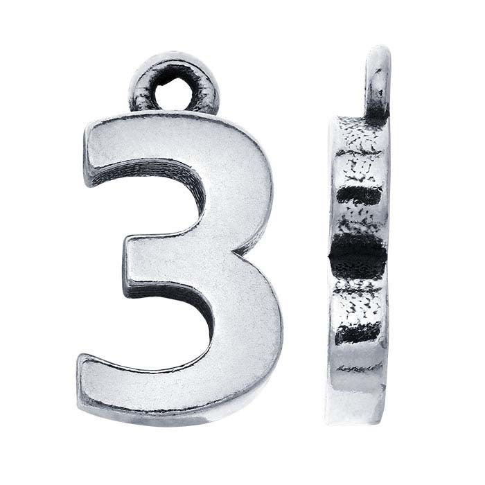 Sterling Silver Block Number Charm