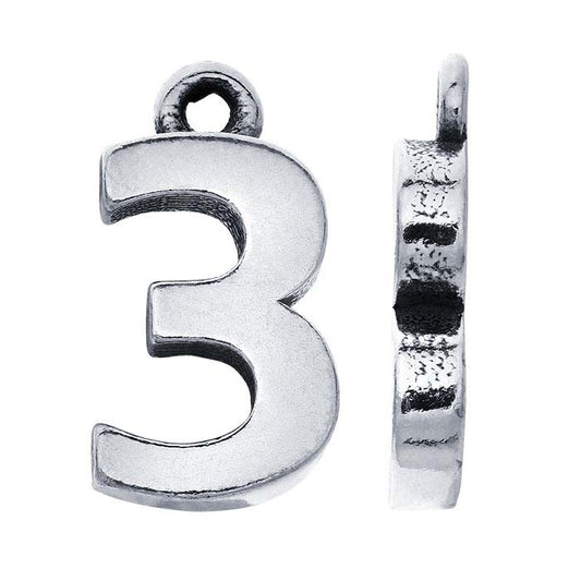 Sterling Silver Block Number Charm