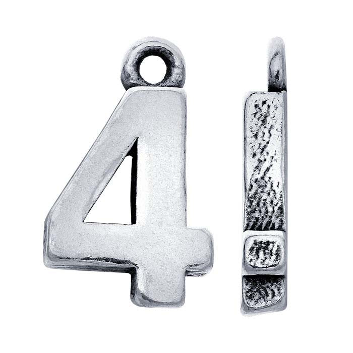 Sterling Silver Block Number Charm