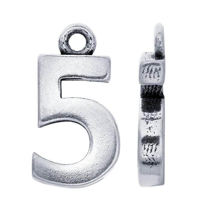 Sterling Silver Block Number Charm
