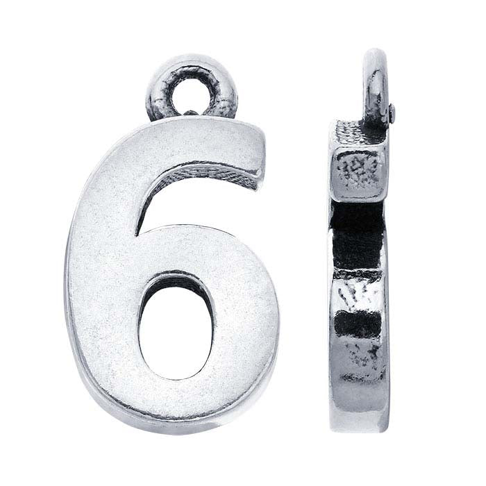 Sterling Silver Block Number Charm