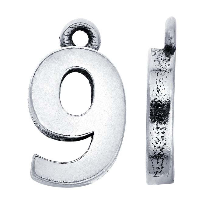 Sterling Silver Block Number Charm