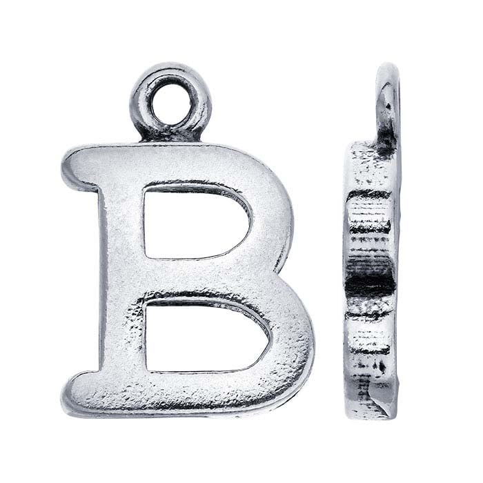 Sterling Silver Block Alphabet Charm, "B"