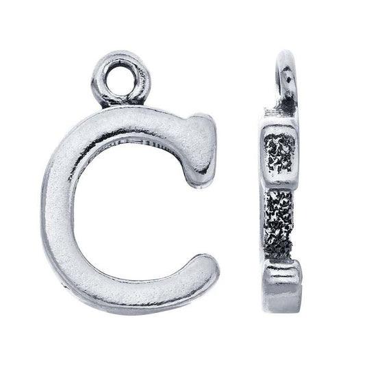 Sterling Silver Block Alphabet Charm, "C"