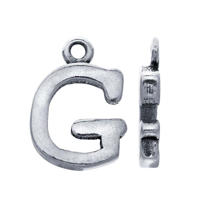 Sterling Silver Block Alphabet Charm, "G"