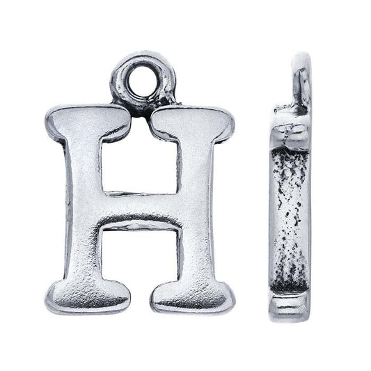 Sterling Silver Block Alphabet Charm, "H"