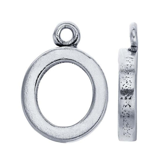 Sterling Silver Block Alphabet Charm, "O"