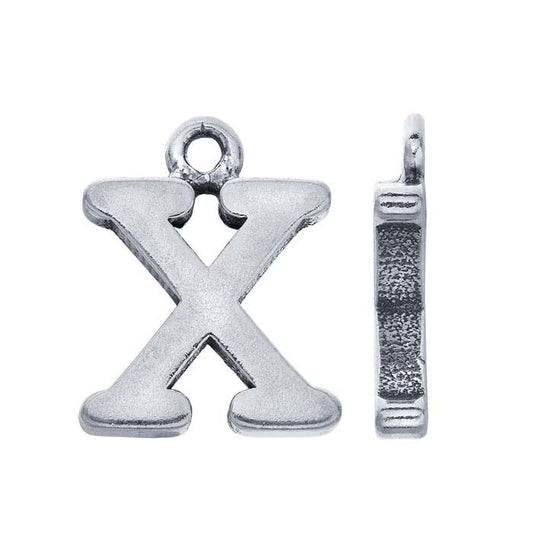 Sterling Silver Block Alphabet Charm, "X"