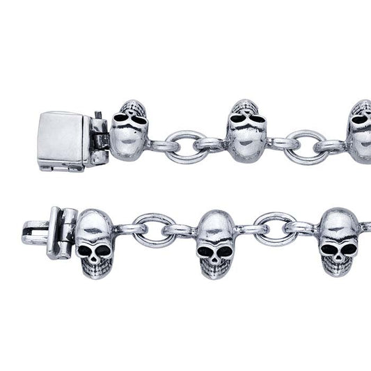 Sterling Silber Neun Totenkopf-Armband
