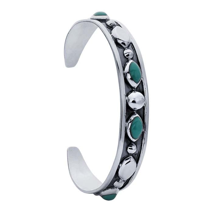 Sterling Silver Cuff Bracelet with Imitation Turquoise