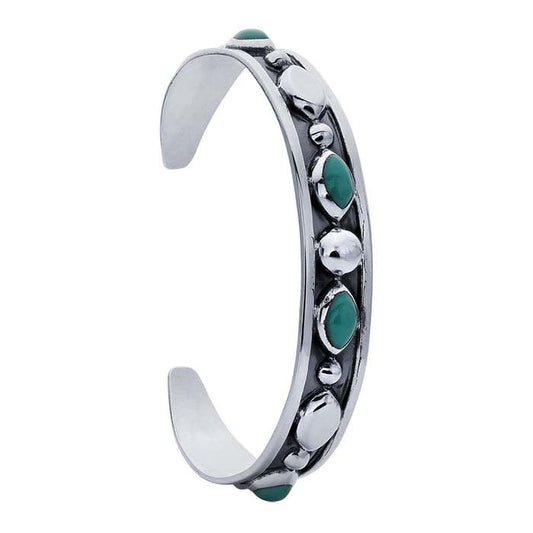 Sterling Silver Cuff Bracelet with Imitation Turquoise