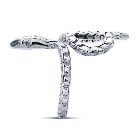 Sterling Silver Textured Snake Ring, Adjustable