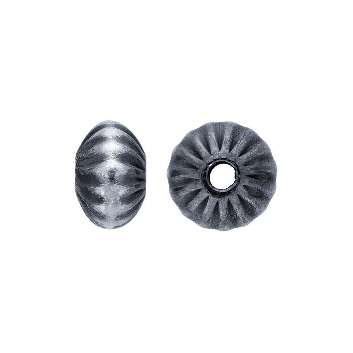 Sterling Silver Oxidized Satin-Finished Corrugated Saucer Bead