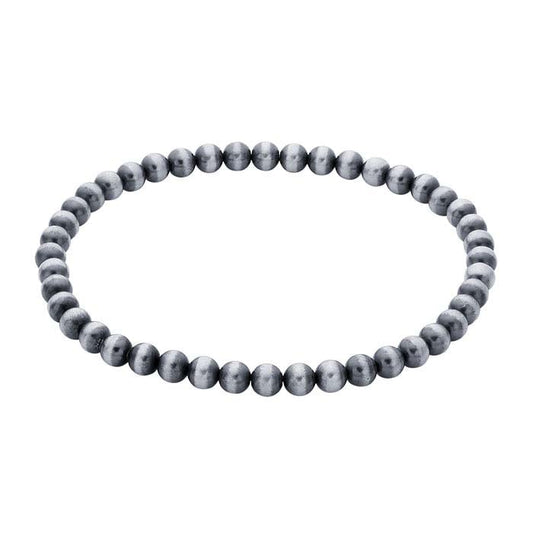 Armband aus oxidierten Perlen aus Sterlingsilber, 4 mm