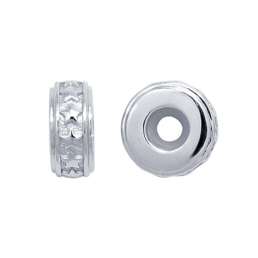 Sterling Silver 9 x Roundel "Smart" Stars Bead with Silicone Insert