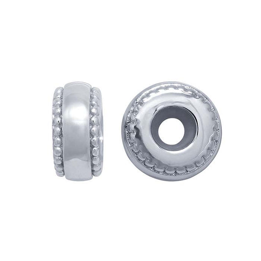 Sterling Silver 9 x 4mm Roundel "Smart" Rope-Edge Bead with Silicone Insert