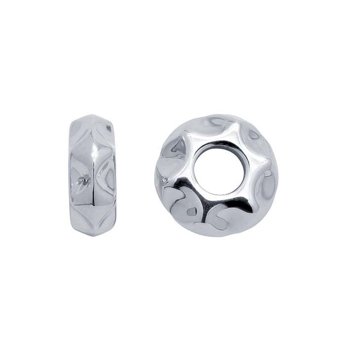 Perla "Smart" a piramide taglio piramide tonda 10 x 3,75 mm in argento sterling con inserto in silicone