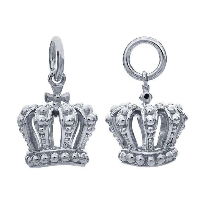 Sterling Silver Beaded Crown Charm