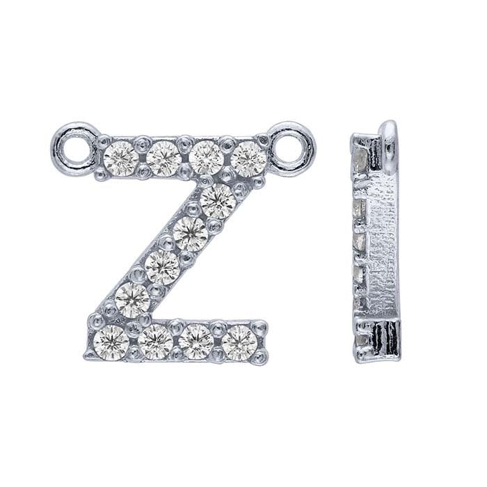 Sterling Silver CZ-Set Alphabet Festoon Pendant, Z