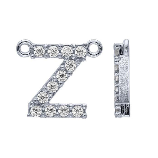 Sterling Silver CZ-Set Alphabet Festoon Pendant, Z