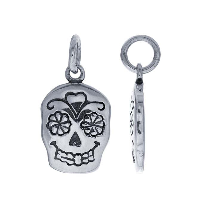 Sterling Silver Sugar Skull Charm