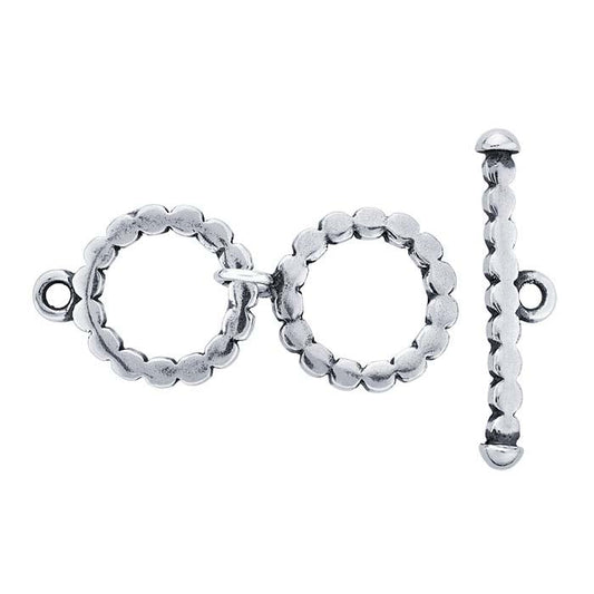 Sterling Silver Double Circle Toggle Clasp with Extender