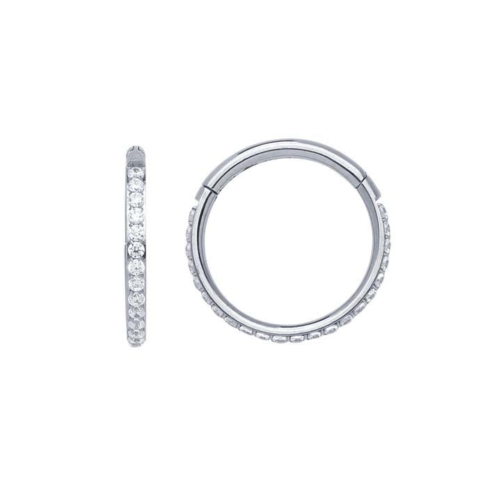 Titanium Front Facing CZ-Set 8mm ID Clicker, 1.29mm