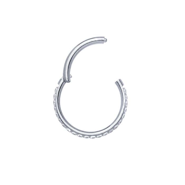 Titanium Front Facing CZ-Set 8mm ID Clicker, 1.29mm