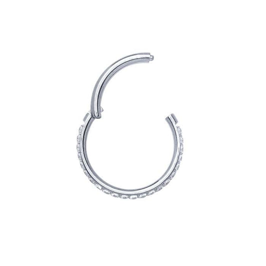 Titanium Front Facing CZ-Set 8mm ID Clicker, 1.29mm