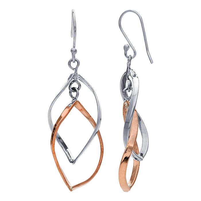 Sterling Silver & Copper Twist Wire Earrings