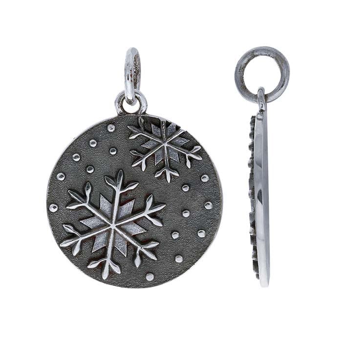 Sterling Silver Falling Snowflakes Charm