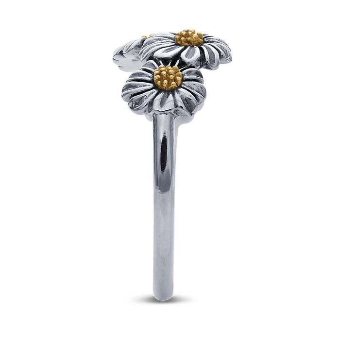 Sterling Silver Four Daisies Ring