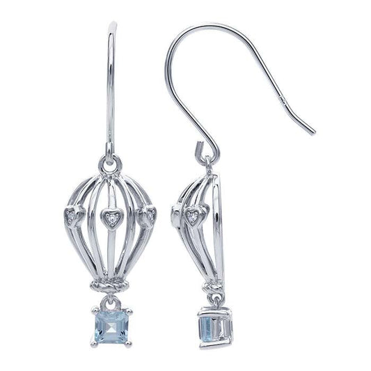 Sterling Silver Topaz-Set Hot Air Balloon Earrings