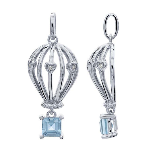 Sterling Silver Topaz-Set Hot Air Balloon Pendant