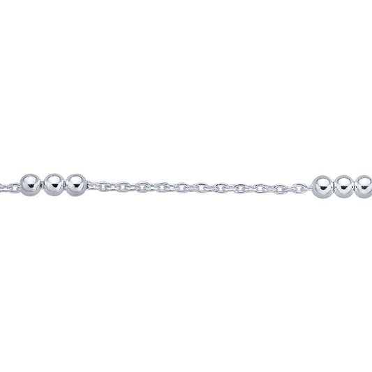 Sterling Silver 1mm Cable Chain with 2mm Beads