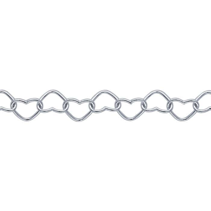 Sterling Silver Heart Link Chain, By the Foot