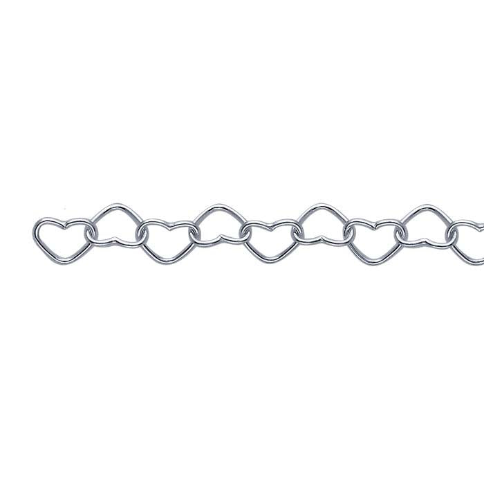 Sterling Silver Heart Link Chain, By the Foot