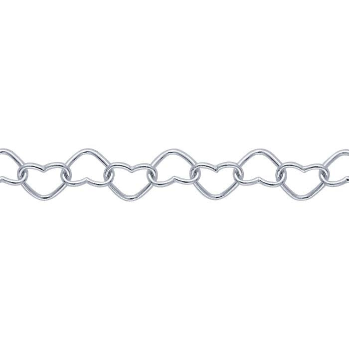 Sterling Silver Heart Link Chain, By the Foot