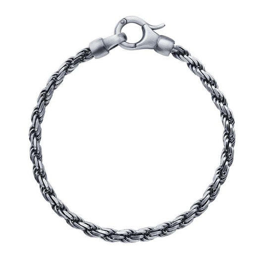 Sterling Silver Oxidized 4mm Rope Chain Bracelet