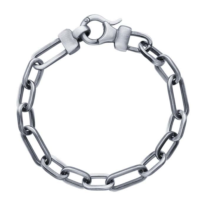 Sterling Silver Oxidized 9mm Short & Long Chain Bracelet