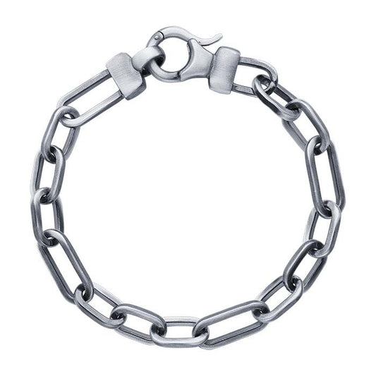 Sterling Silver Oxidized 9mm Short & Long Chain Bracelet