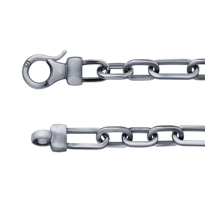 Sterling Silver Oxidized 9mm Short & Long Chain Bracelet