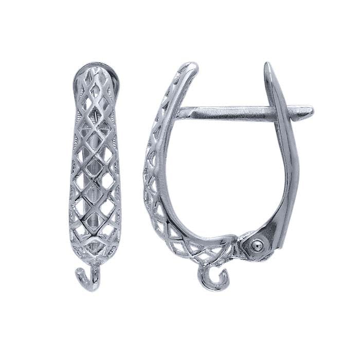 Sterling Silver Lever-Back Ear Wire with Braided Shield and Open Ring