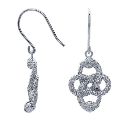 Sterling Silver Diamond-Set Intertwined Ouroboros Earrings