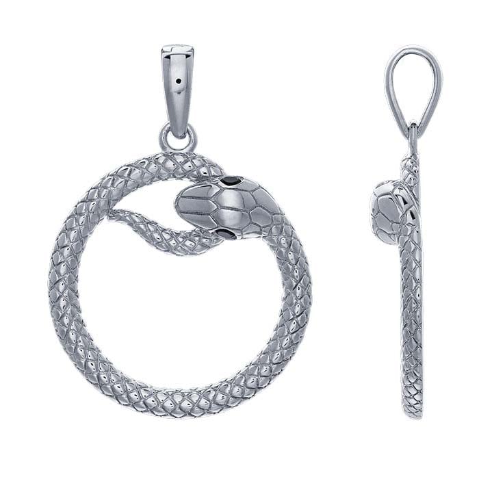 Sterling Silver CZ-Set Ouroboros Pendant