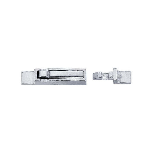 Sterling Silver 13.2 x 2.3mm Rectangle Box Push-Release Clasp
