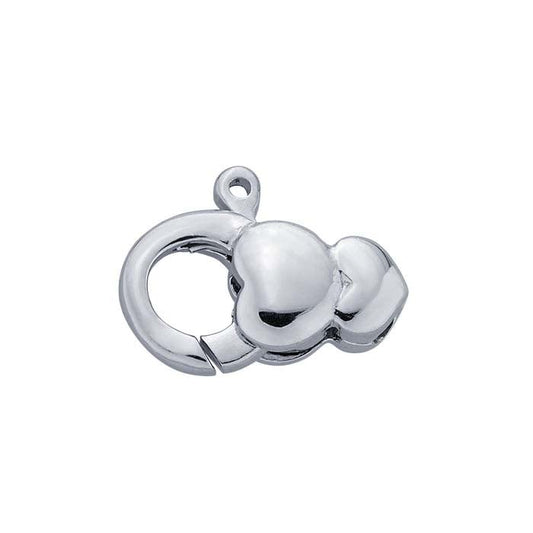 Sterling Silver 11.4 x 8.2mm Double Heart Lobster Clasp